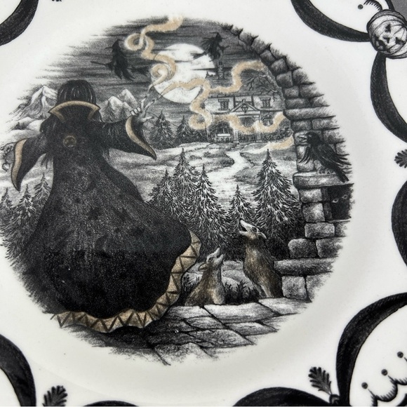 Royal Stafford Halloween Guardian Sorcerer Moon Witch Salad Plates Set of 3 New - Picture 3 of 6